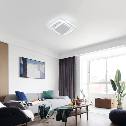 Moderne LED-plafondlamp, vierkante led-plafondlamp 24W 2200LM, 6000K koelwitte plafondlamp, acryl plafondlamp, voor slaapkamer woonkamer keuken hal (wit)