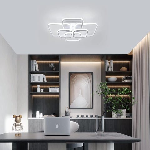 72W LED-plafondlamp Modern Design Vierkante Cirkel Plafondlamp Koel Wit 6000K voor Woonkamer Slaapkamer Eetkamer Kantoor Wit