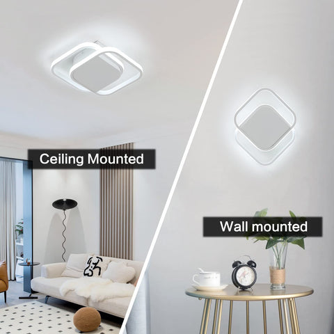 Moderne LED-plafondlamp, vierkante led-plafondlamp 24W 2200LM, 6000K koelwitte plafondlamp, acryl plafondlamp, voor slaapkamer woonkamer keuken hal (wit)