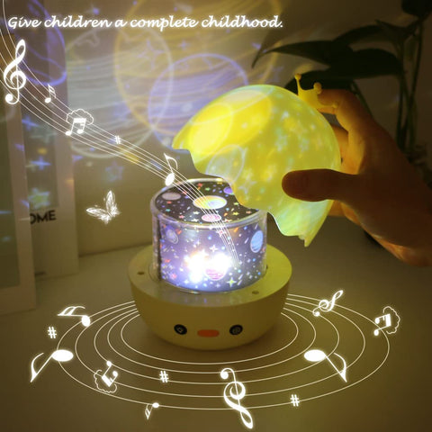 Sterrenprojector Nachtlampje, 360° Rotatie Muzikaal Nachtlampje + Timer + Afstandsbediening + 6 Projectiefilms, Kindernachtlampje, voor Halloween, Kerstmis, Feesten, Babymeisje Jongen Cadeau