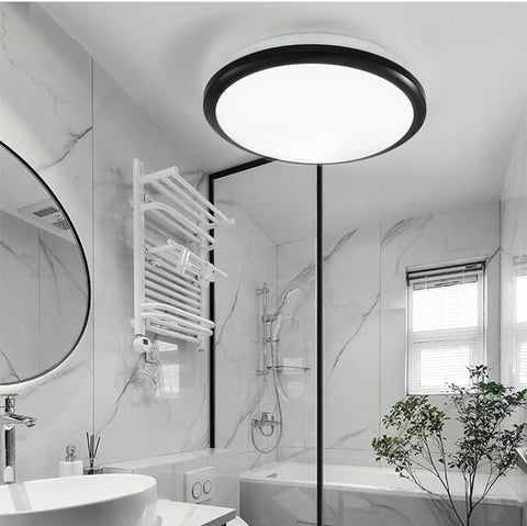 LED-plafondlamp, ronde 24W moderne plafondlamp, zwarte bewegingssensor plafondlamp, IP54 waterdicht, stofdicht, LED-binnenlamp voor badkamer, balkon, gang, entree, 6000K