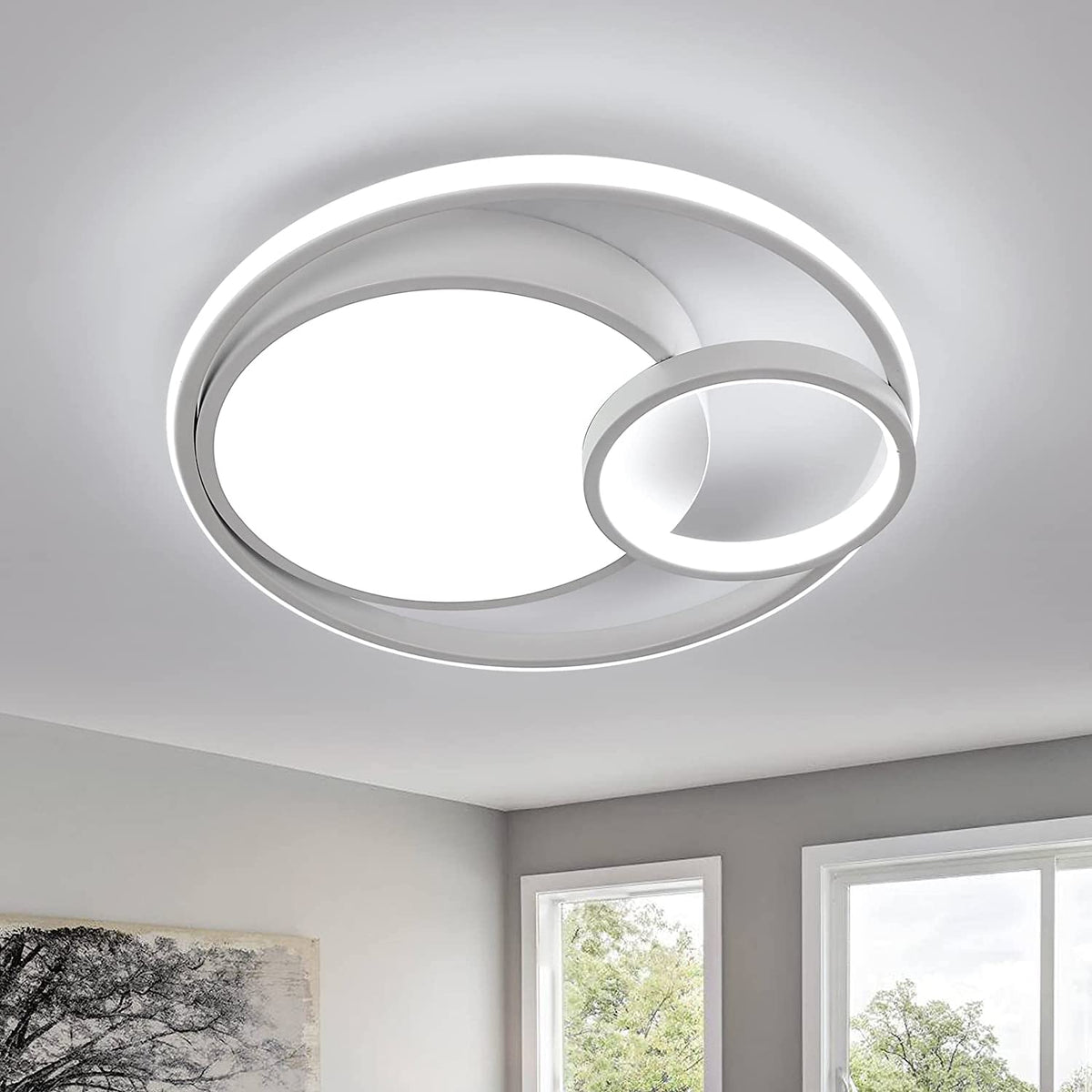 LED-plafondlamp, 50W 5600lm plafondlamp, moderne LED-plafondlamp voor slaapkamer woonkamer hal kantoor badkamer keuken licht koel wit 6000K