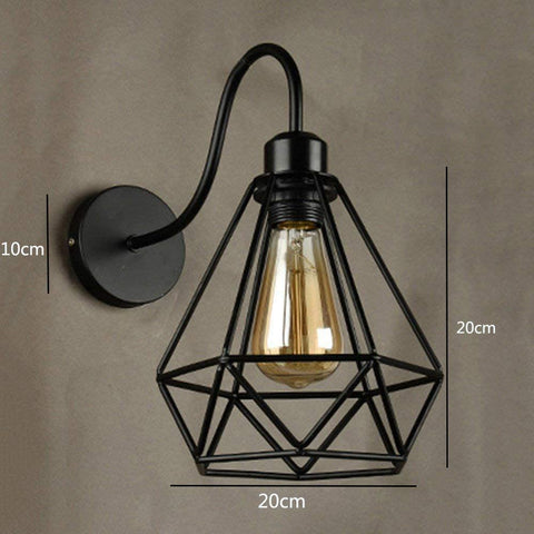 Vintage Industriële Wandkandelaars Black Diamond Metalen Kooi Plafondlamp Armatuur E27 Edison Retro Binnen Schans Decoratie voor Woonkamer Keuken Hal Slaapkamer Cafe Bar 1 Pack