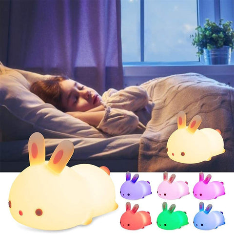 Nachtlampje voor kinderen Baby-nachtverlichting LED-nachtlampje Dierenkleur Konijn Type Oplaadbaar Verwisselbaar Geschikt voor kinderen, baby's en meisjes
