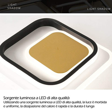 LED-plafondlamp, 36W acryl LED-plafondlamp, 25x25CM moderne vierkante kamerlamp voor balkon slaapkamer woonkamer koel wit 6000K