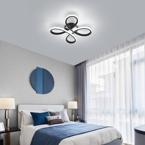 Modern design LED-plafondlamp 30W creatieve bloemvormige plafondlamp voor woonkamer slaapkamer eetkamer kantoor zwart, koel wit licht 6000K