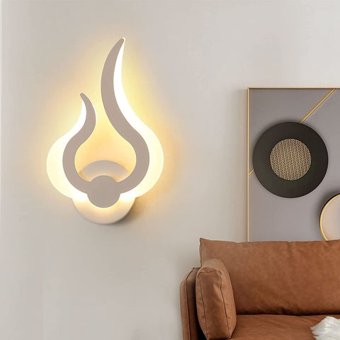 Led-wandlamp voor binnen, moderne LED-wandlamp 12W, warm wit 3000K, 220V, acryl, vlamvorm, gemonteerde nachtverlichting, voor woonkamer, hal, slaapkamer, B18cm * H30cm