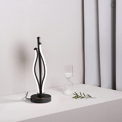 LED-bureaulamp, warmlichtcurve-leeslamp met aansluitsnoer, moderne bedlamp voor woonkamer, logeerkamer, dressoirtafeldecor