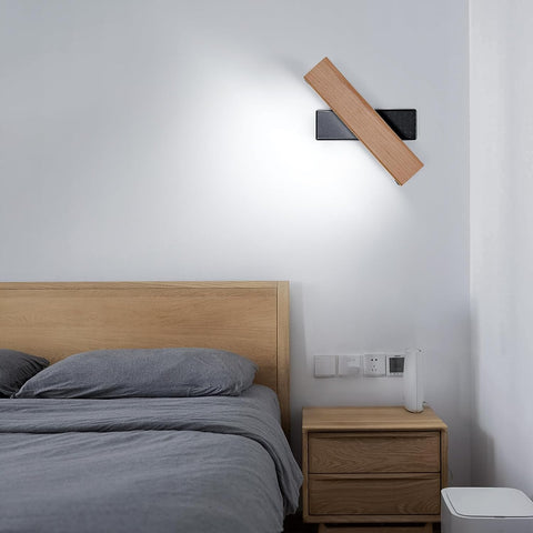 LED Houten Wandlamp Draaibaar Modern Rechthoekig Wandlamp Koel Wit 6000K 4,5W Voor Slaapkamer, Woonkamer, Hal, Entree