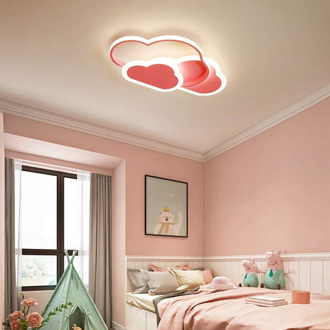 32W LED-plafondlamp, creatieve cloud-plafondlamp, afstandsbediening dimbaar 3000K ~ 6000K, L42 * B25 * H6cm ultradunne roze wolk-plafondlamp, voor kinderslaapkamer en woonkamer