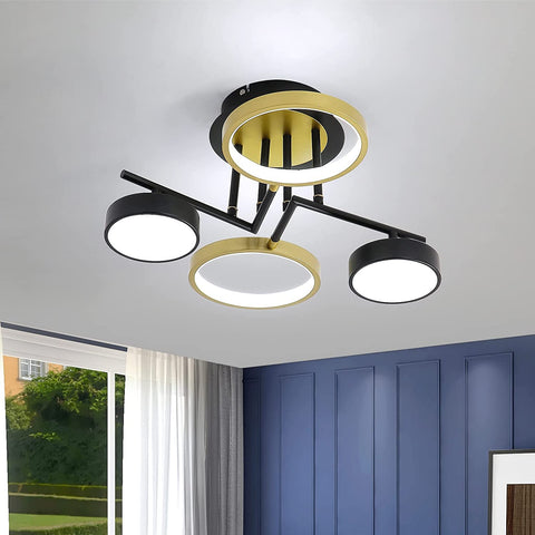 Moderne LED-plafondlamp 28W rond plafondverlichtingsarmatuur, 4 ringen plafondlamp kroonluchter voor slaapkamer woonkamer hal kantoor eetkamer keuken