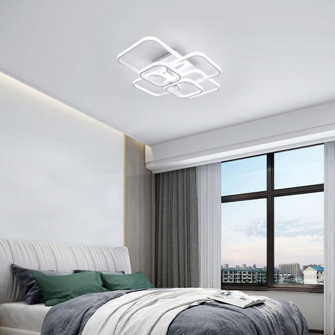 72W LED-plafondlamp Modern Design Vierkante Cirkel Plafondlamp Koel Wit 6000K voor Woonkamer Slaapkamer Eetkamer Kantoor Wit