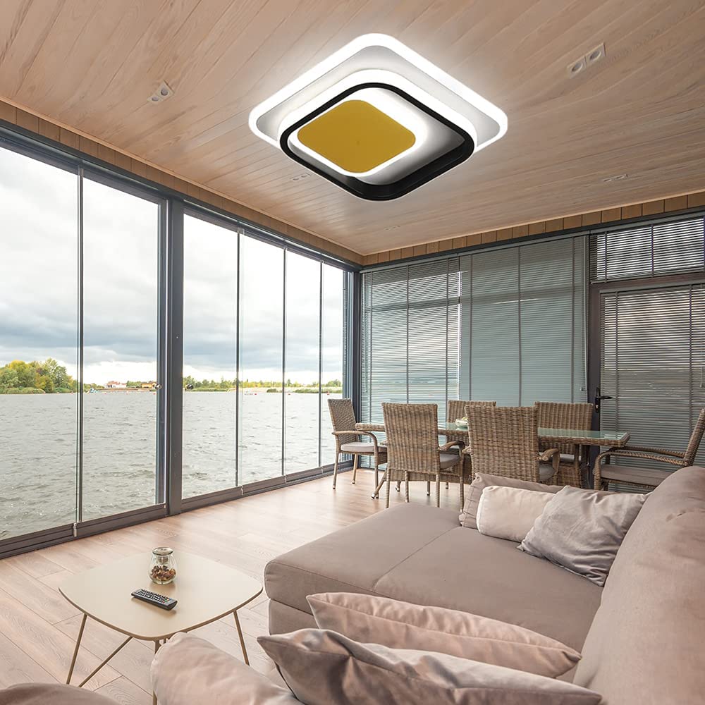 LED-plafondlamp, 36W acryl LED-plafondlamp, 25x25CM moderne vierkante kamerlamp voor balkon slaapkamer woonkamer koel wit 6000K