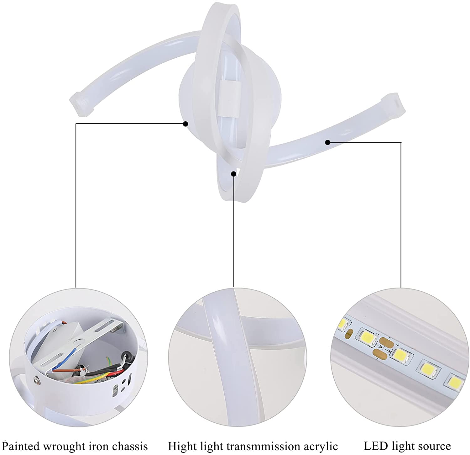 applique murale interieur, 16w appliques led design courbe, lampe murale  moderne en acryli