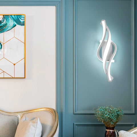Moderne LED-wandlamp spiraalvormige wandlamp koel wit 6000K voor slaapkamer, woonkamer, hal, entree