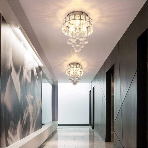 Kristallen kroonluchter, mini-hanglamp met 3 lampen voor hal, slaapkamer, keuken, kinderkamer