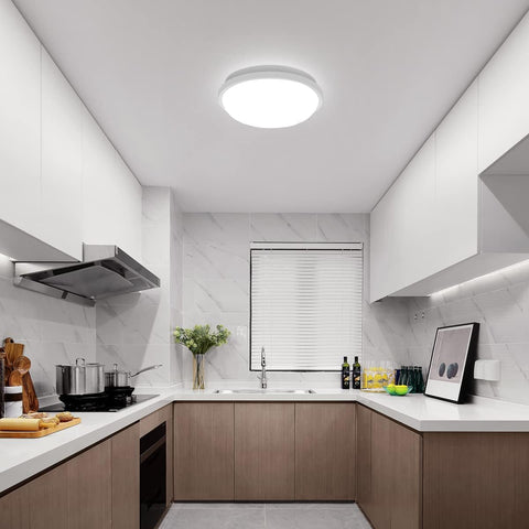 Ronde LED-plafondlamp, plafondlamp voor badkamer, IP54 waterdicht 6500K koel wit, moderne plafondlamp voor badkamer slaapkamer keuken woonkamer balkon 20W diameter 22cm