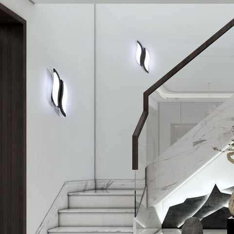 LED-binnenwandlamp, moderne wandlamp 12W 2300LM, acrylverlichting wandlamp voor woonkamer slaapkamer trap 6500K koud wit licht zwarte kleur