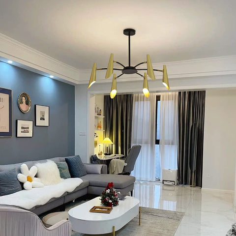 Moderne creatieve industriële kroonluchter hanglamp aanpassen ijzeren kunst duif plafondlamp voor woonkamer slaapkamer (goud + zwart)