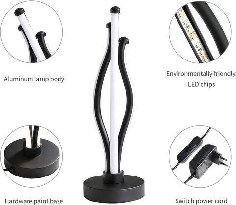 LED-bureaulamp, warmlichtcurve-leeslamp met aansluitsnoer, moderne bedlamp voor woonkamer, logeerkamer, dressoirtafeldecor