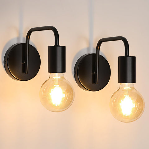 2 stuks binnenwandlamp vintage wandlamp E27-basis voor slaapkamer hal entree zwart