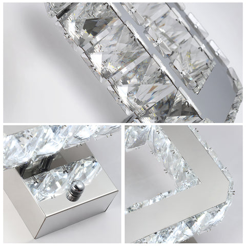 Kristallen wandlamp voor binnen, 12W, 1080lm, moderne LED-kristallen wandlamp, decoratie wandlamp voor slaapkamer, eetkamer, foyer, koel wit 6000K