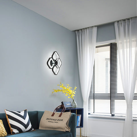 Led-plafondlamp, moderne rechthoekige metalen acryl plafondlamp 32W kroonluchter plafondlamp, dia 24CM kantoorplafondlamp voor slaapkamer, woonkamer, eetkamer, hal zwart