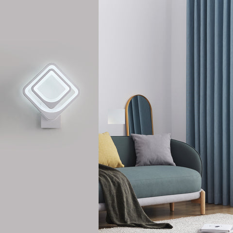 32W binnenwandlamp, witte LED-wandlamp, vierkant draaibaar, voor binnentrappen woonkamer slaapkamer