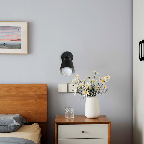 Retro binnenwandlampen, vintage industriële E27 wandlamp, metalen houten wandspots voor slaapkamer, balkon, gang, keuken, trap (zwart)