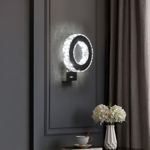 LED-wandlamp voor binnen, kristallen wandlamp, 9W koel wit licht 6000K modern design decoratie wandlamp voor woonkamer slaapkamer hal badkamer 24x20x10CM