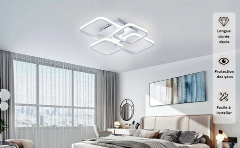 LED-plafondlamp, moderne woonkamer plafondlamp, driekleurig licht 3000K, eenvoudig vierkant wit plafondlamparmatuur voor slaapkamer kantoorkamer, 58X46CM