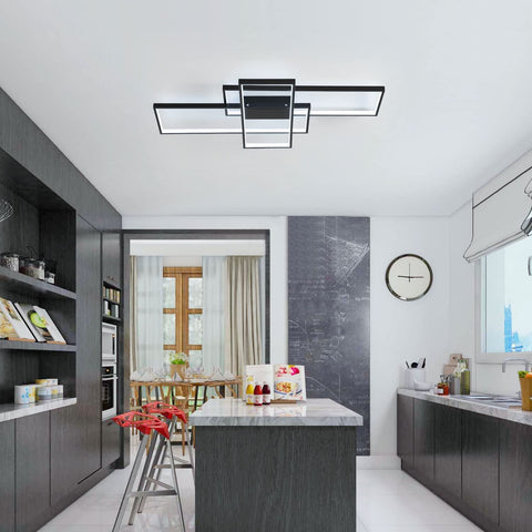 LED-plafondlamp 38W modern design koel wit 6000K rechthoek plafondlamp voor woonkamer slaapkamer eetkamer kantoor zwart