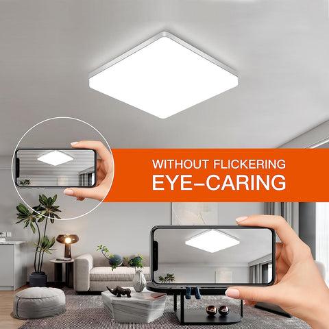Vierkante LED-plafondlamp, LED-plafondlamp, IP44 LED-plafondlamp, plafondlamp toepasbaar op badkamer, woonkamer, keuken, slaapkamer, gang, balkon 48W 6500K (30x30CM)