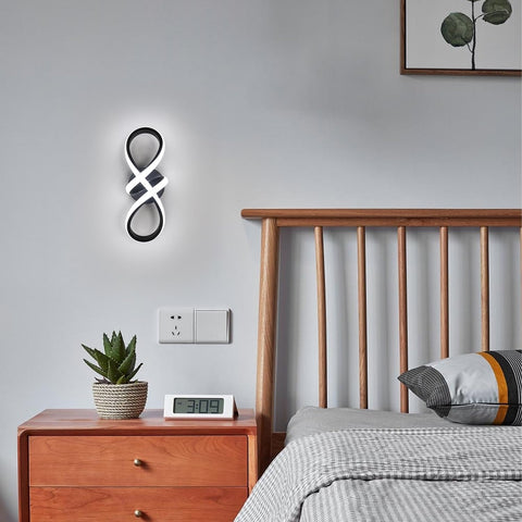 Moderne LED-plafondlamp 20W LED-wandlamp Vorm van 8 Wandlamp Koel wit 6000K voor slaapkamer, woonkamer, hal, entree Zwart