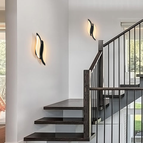LED-binnenwandlamp, moderne wandlamp 12W 2300LM, acrylverlichting wandlamp voor woonkamer slaapkamer trap 3000K warm wit licht zwarte kleur
