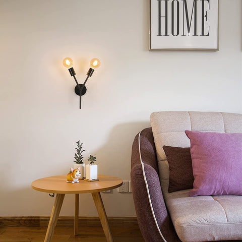 2-lichts wandkandelaars, industriële wandlamp binnen vintage wandlamp voor spiegel slaapkamer nachtkastje woonkamer hal (zwart)