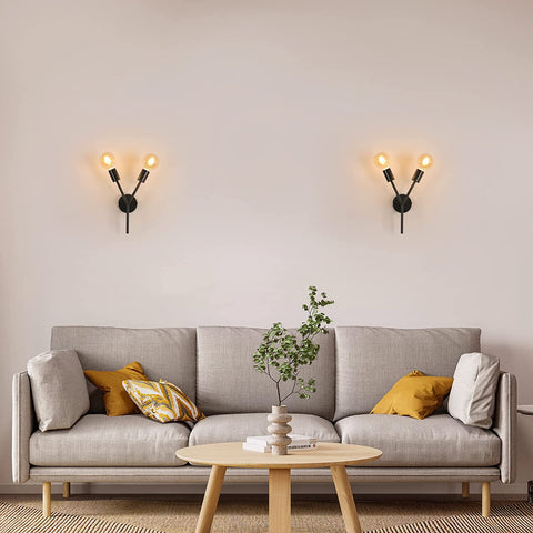 2-lichts wandkandelaars, industriële wandlamp binnen vintage wandlamp voor spiegel slaapkamer nachtkastje woonkamer hal (zwart)