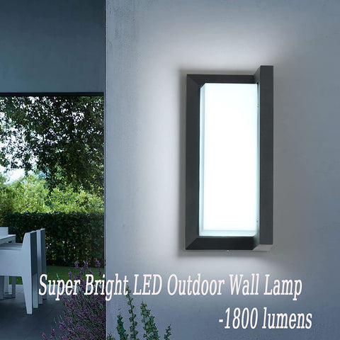 16W buitenwandlamp, IP65 waterdichte LED-wandlamp, vierkante waterdichte buitenwandlampen voor balkon tuinterras, koud wit 6500K, zwart