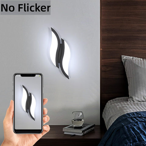 LED-binnenwandlamp, moderne wandlamp 12W 2300LM, acrylverlichting wandlamp voor woonkamer slaapkamer trap 6500K koud wit licht zwarte kleur