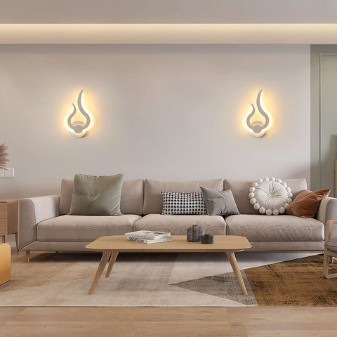 Led-wandlamp voor binnen, moderne LED-wandlamp 12W, warm wit 3000K, 220V, acryl, vlamvorm, gemonteerde nachtverlichting, voor woonkamer, hal, slaapkamer, B18cm * H30cm