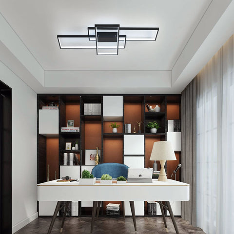 LED-plafondlamp 38W modern design koel wit 6000K rechthoek plafondlamp voor woonkamer slaapkamer eetkamer kantoor zwart
