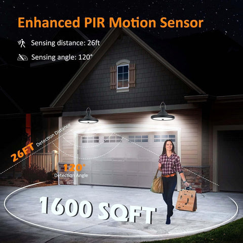 Solar Light Outdoor Indoor, dubbele kop zonne-hanglamp met bewegingssensor en afstandsbediening, IP65 waterdichte 5m kabel voor tuin, terras, balkon, garage, schuur