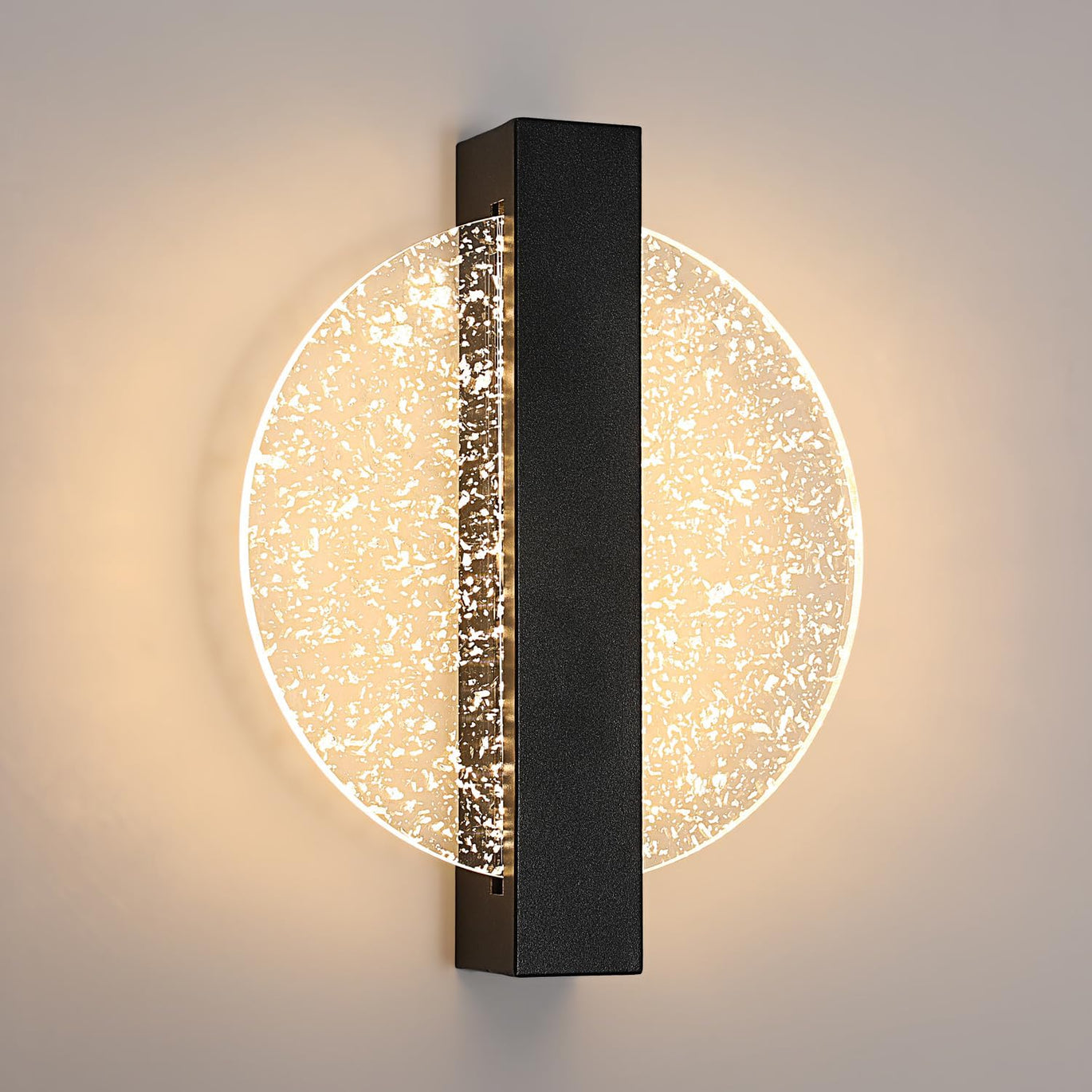 Goeco Led-wandlamp 20 W, 6500 K koudwit gebogen acryl wandlamp led voor slaapkamer, woonkamer, hal, zwart, 44 cm