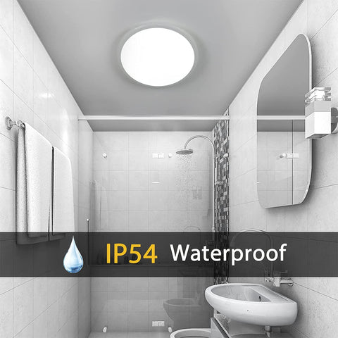 Dimbare LED-plafondlamp, badkamerplafondlamp IP54, 24W 3100LM, 2700-6500K RGB waterdichte moderne plafondlamp met afstandsbediening voor woonkamer, slaapkamer (Ø28cm)