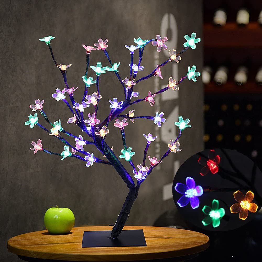LED-kersenboomlamp, 0,45M 48LED, LED-lichtboom, zwarte takken, voor huisdecoratie (veelkleurig)