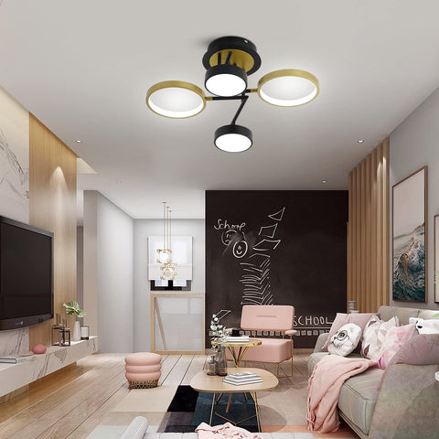 Moderne LED-plafondlamp 28W rond plafondverlichtingsarmatuur, 4 ringen plafondlamp kroonluchter voor slaapkamer woonkamer hal kantoor eetkamer keuken