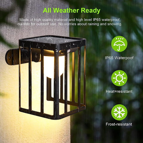 2 stuks wandlamp op zonne-energie buiten bewegingssensor LED-wandlamp warm wit 3000K voor binnenplaats tuin gang terras dicht bij muur pad patio villa