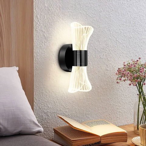 Dimbare LED-wandlamp voor binnen, 12W moderne LED-wandlamp creatief ontwerp, acrylverlichting wandlamp voor woonkamer hal slaapkamer trap, zwart