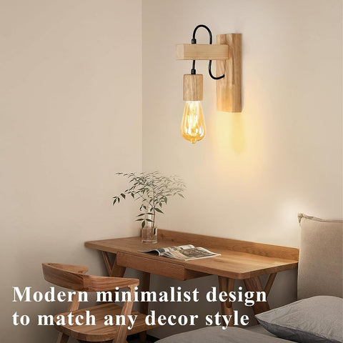 Moderne houten binnenwandlamp wandlamp E27-basis voor slaapkamer, restaurant, gang, café, bar (lamp niet inbegrepen)
