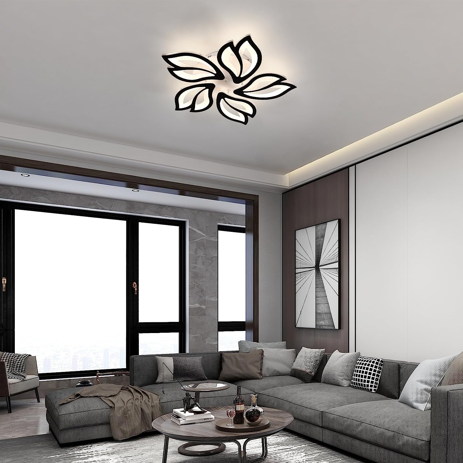 Plafonnier LED Dimmable, Creative Fleur de Forme Lampe de Plafond Moderne Lustres LED,